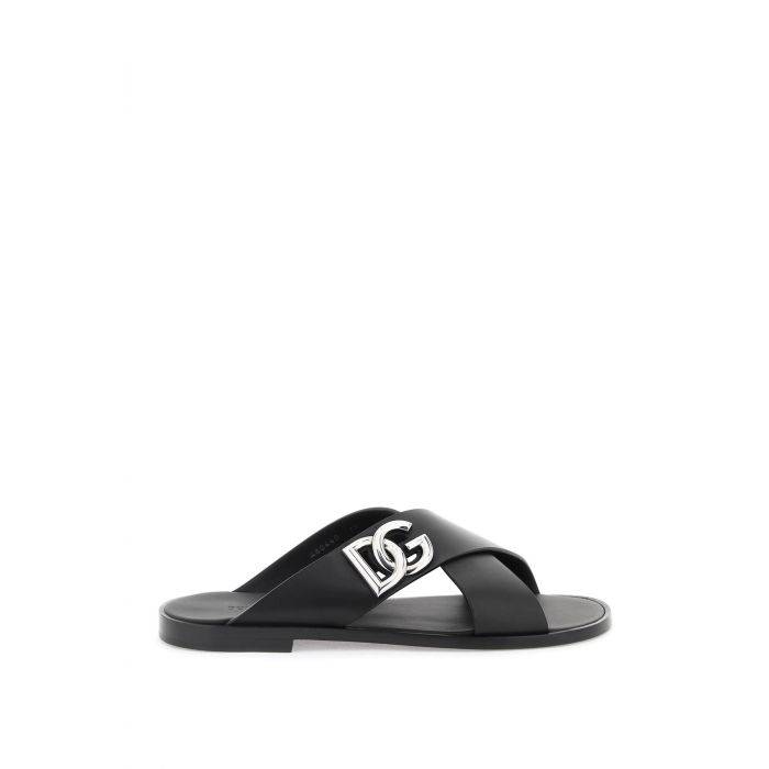 Sandali in pelle con logo DG - DOLCE & GABBANA