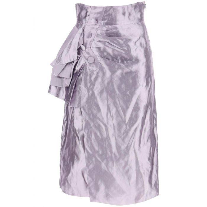"metallic satin midi wrap skirt with - MAISON MARGIELA