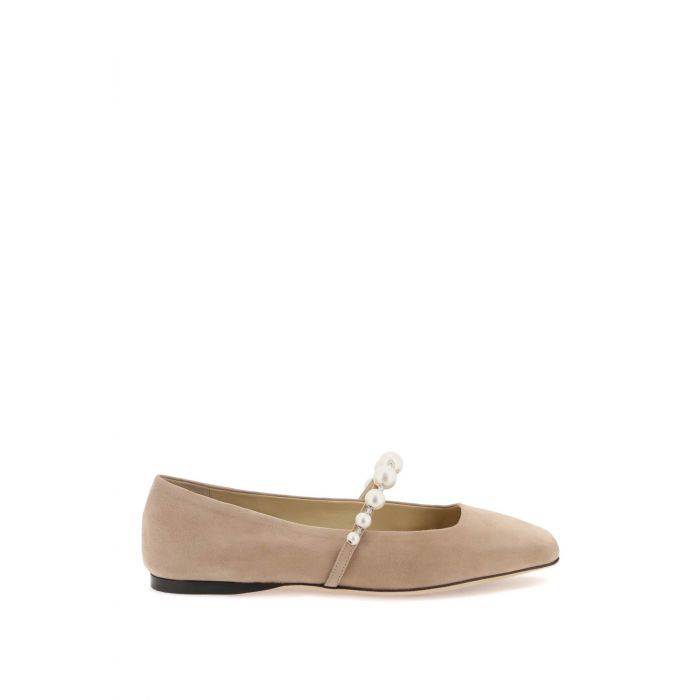 suede leather ballerina flats with pearl - JIMMY CHOO