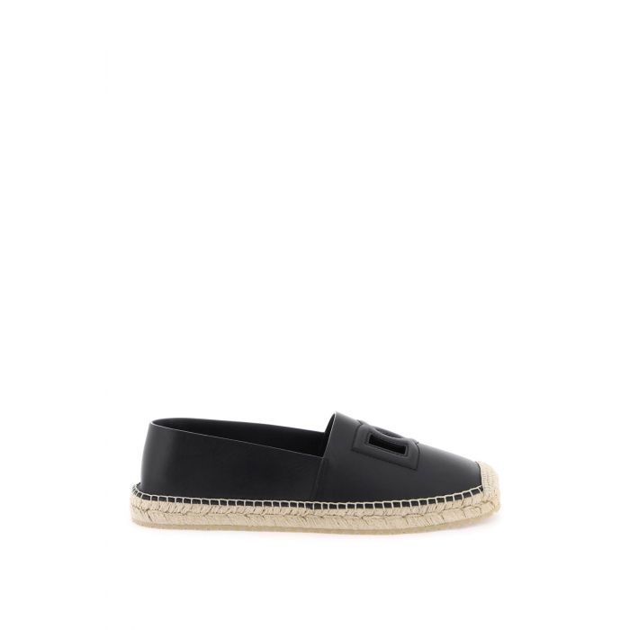 leather espadrilles with dg logo and - DOLCE & GABBANA