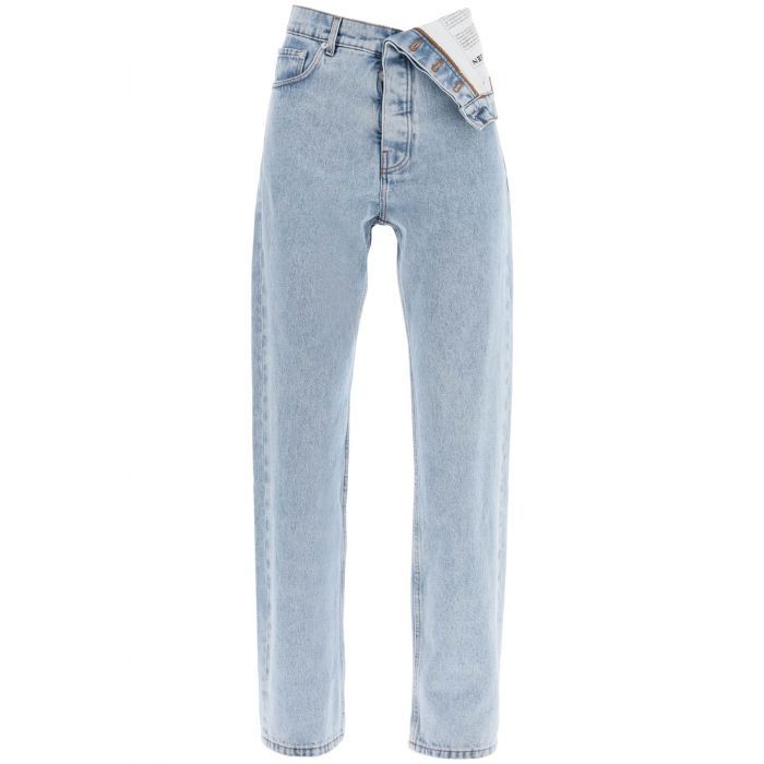 asymmetric waist jeans with seven