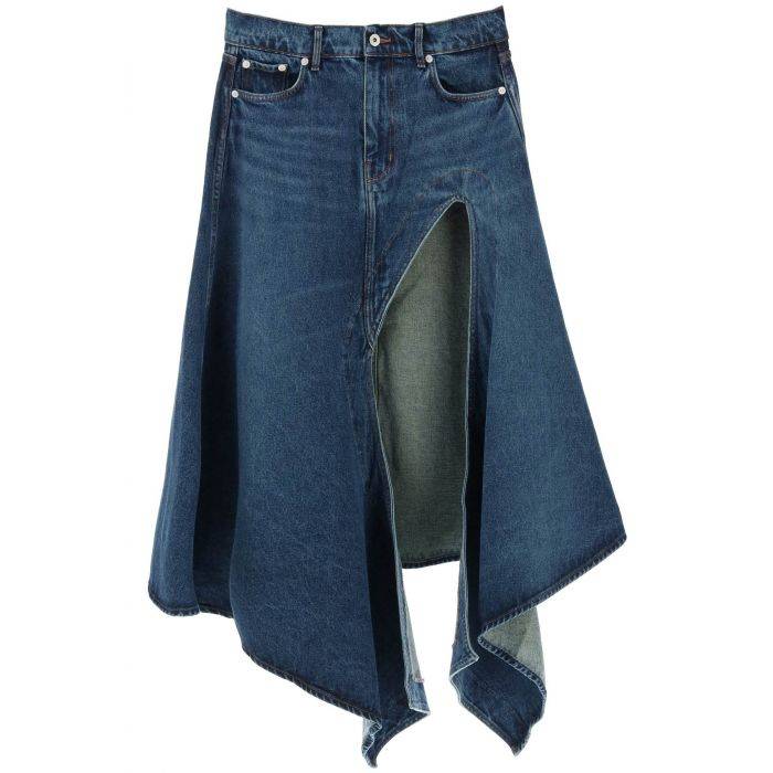 denim midi skirt with cut out details - Y PROJECT