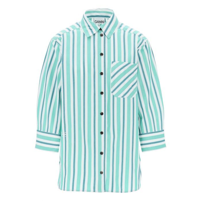 Ganni Striped Cotton hot Poplin Corset Button Down Shirt