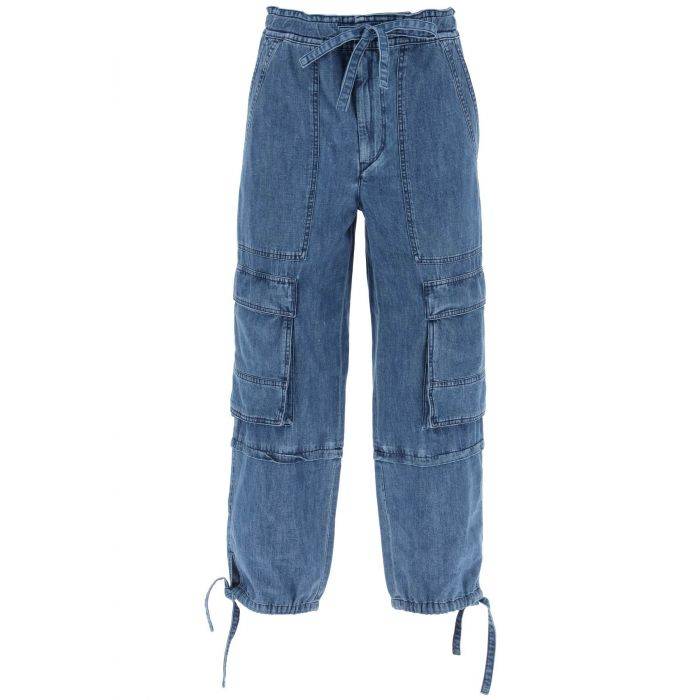ivy cargo pants in washed effect canvas fabric - ISABEL MARANT ETOILE