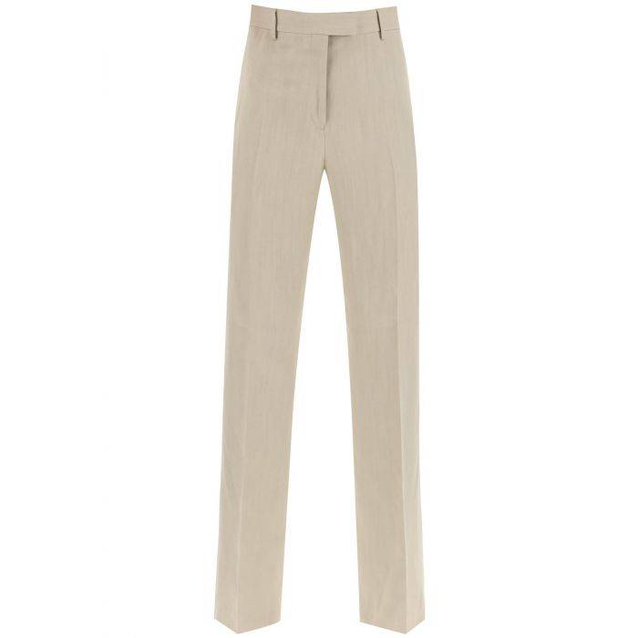 tailored straight leg linen blend trousers - FERRAGAMO