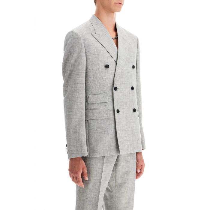 double-breasted wool blend blazer - VERSACE