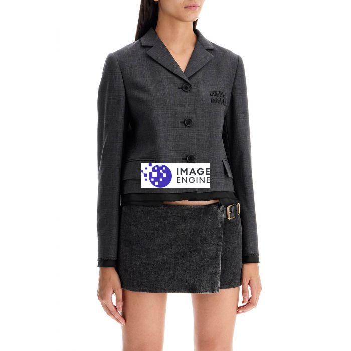 MIU MIU prince of wales cropped jacket - Woman | Residenza 725