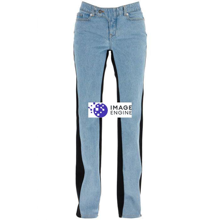 Jeans bicolore a gamba dritta