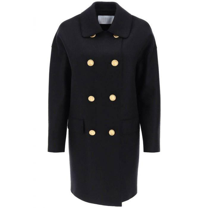 midi coat in pressed wool - HARRIS WHARF LONDON