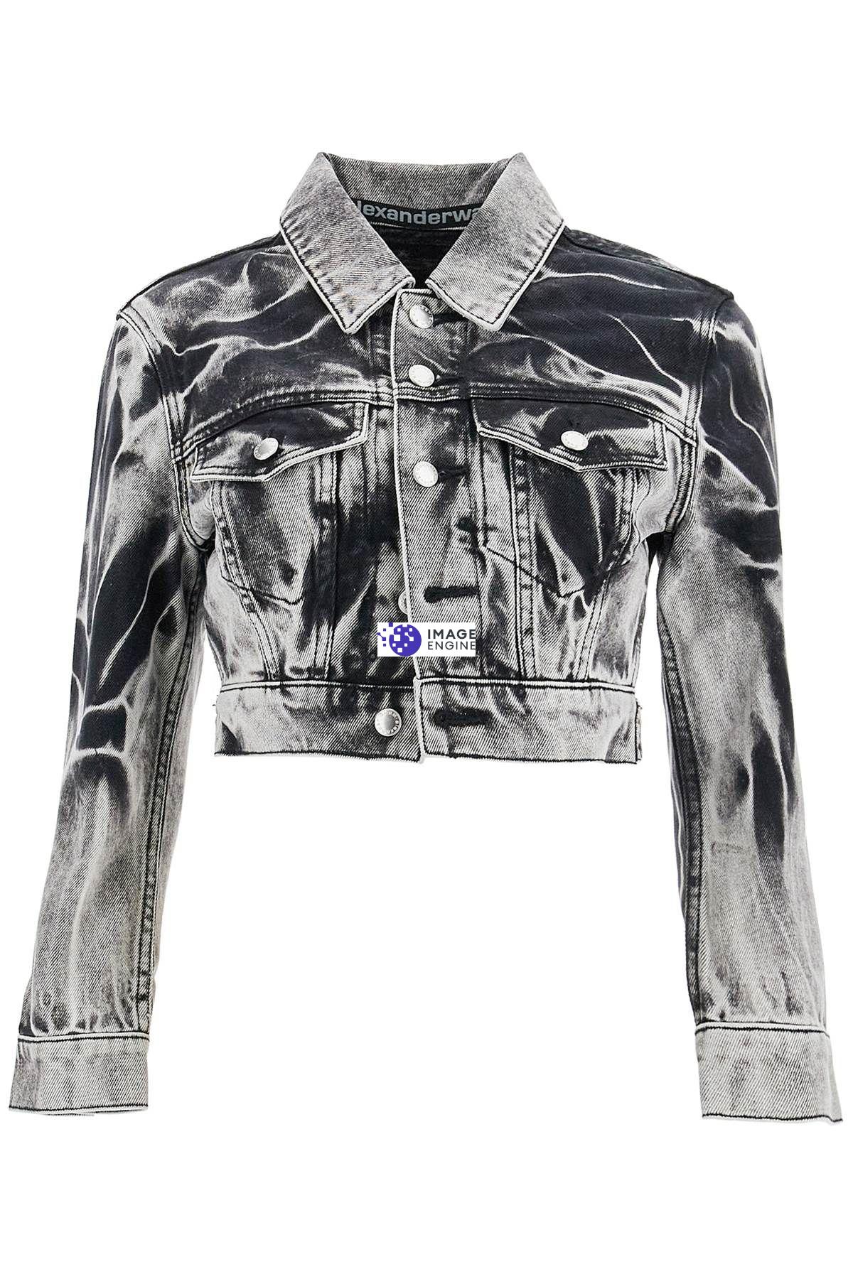 ALEXANDER WANG CROPPED DENIM JACKET WITH ACID WASH