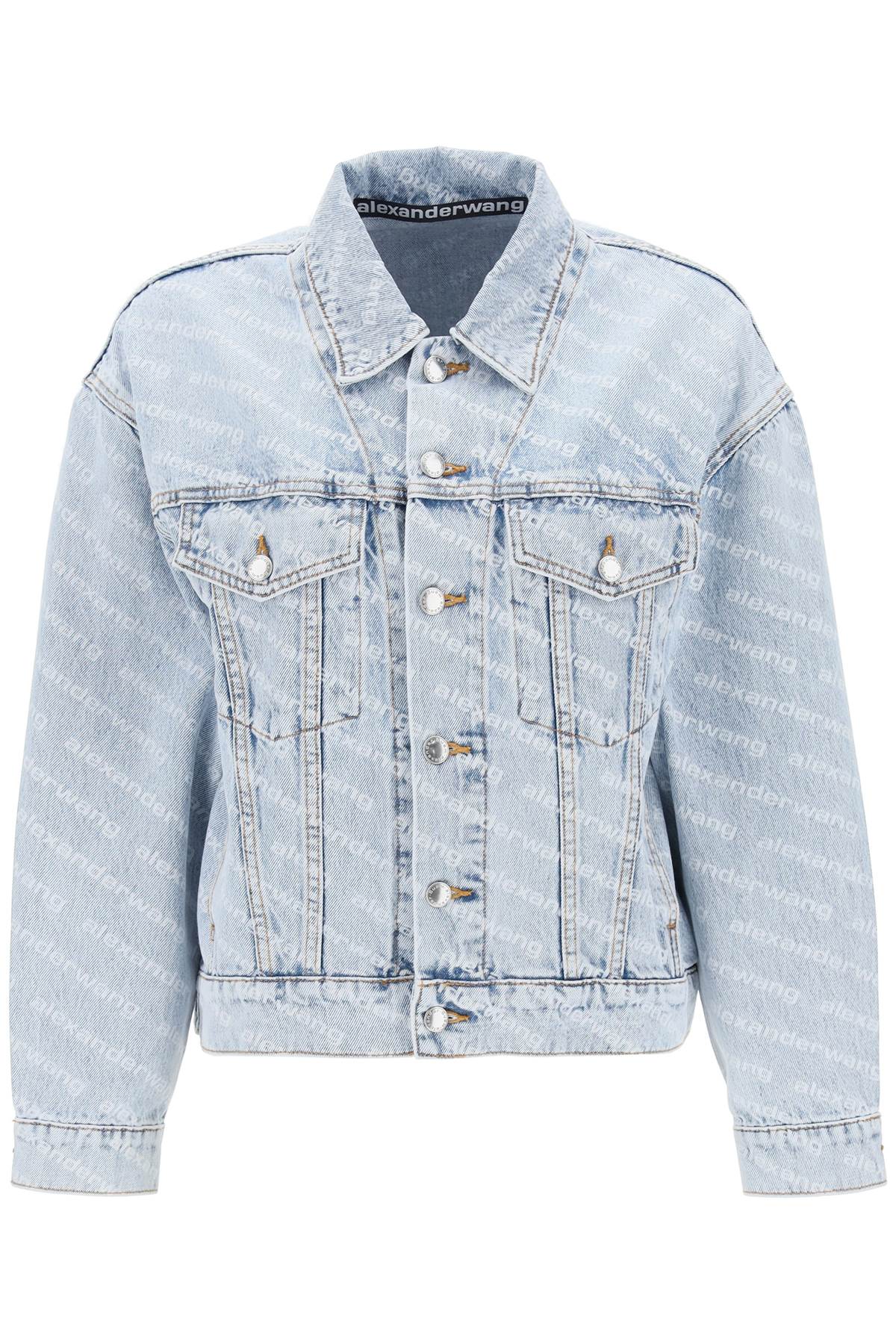 Shop Alexander Wang Logo Printed Denim Jacket In Blue