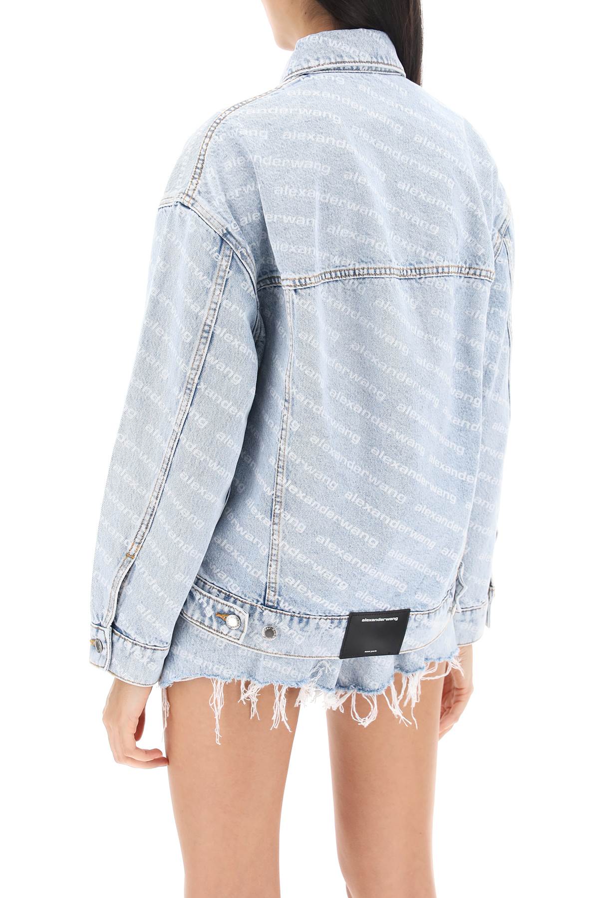 Shop Alexander Wang Logo Printed Denim Jacket In Blue