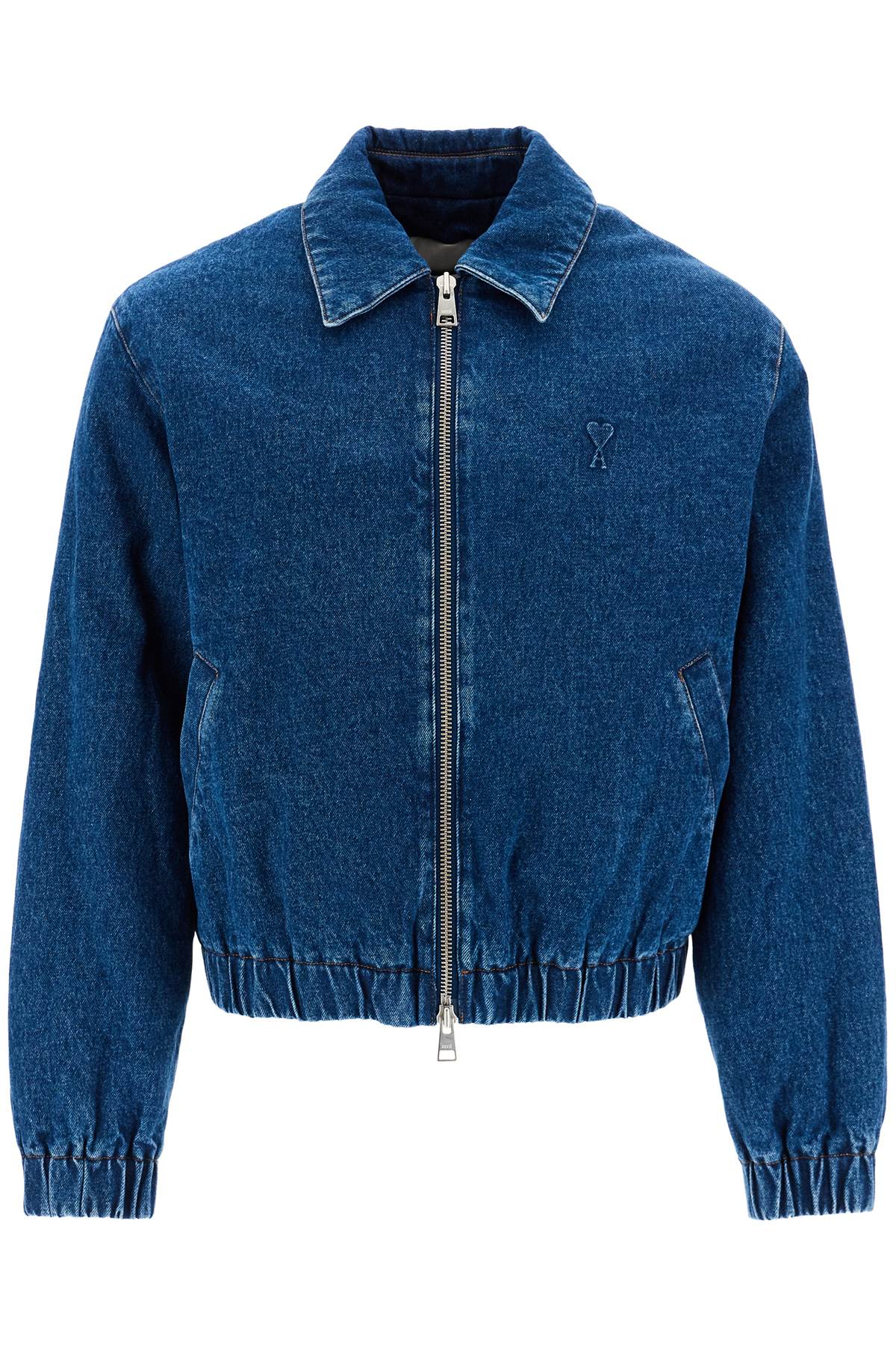 Shop Ami Alexandre Matiussi Denim Bomber Jacket For In Blue