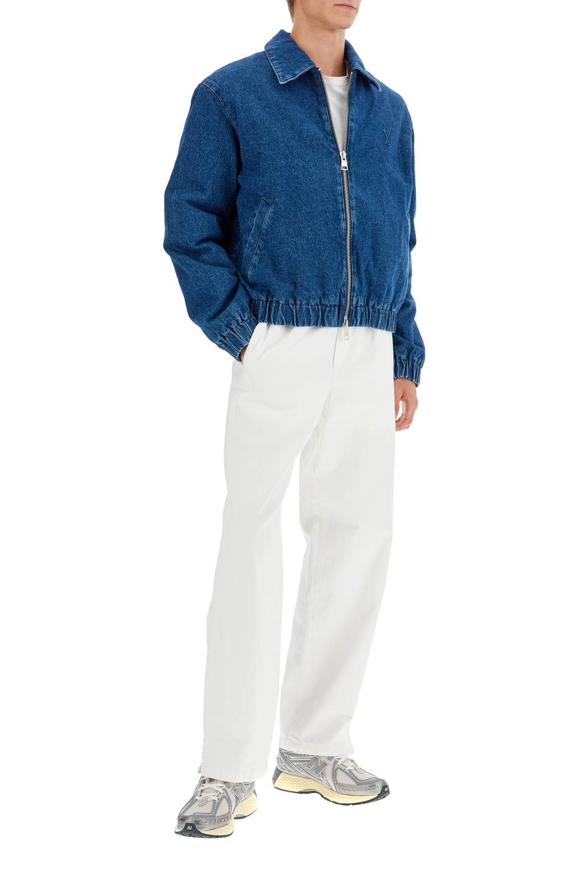 Shop Ami Alexandre Matiussi Denim Bomber Jacket For In Blue