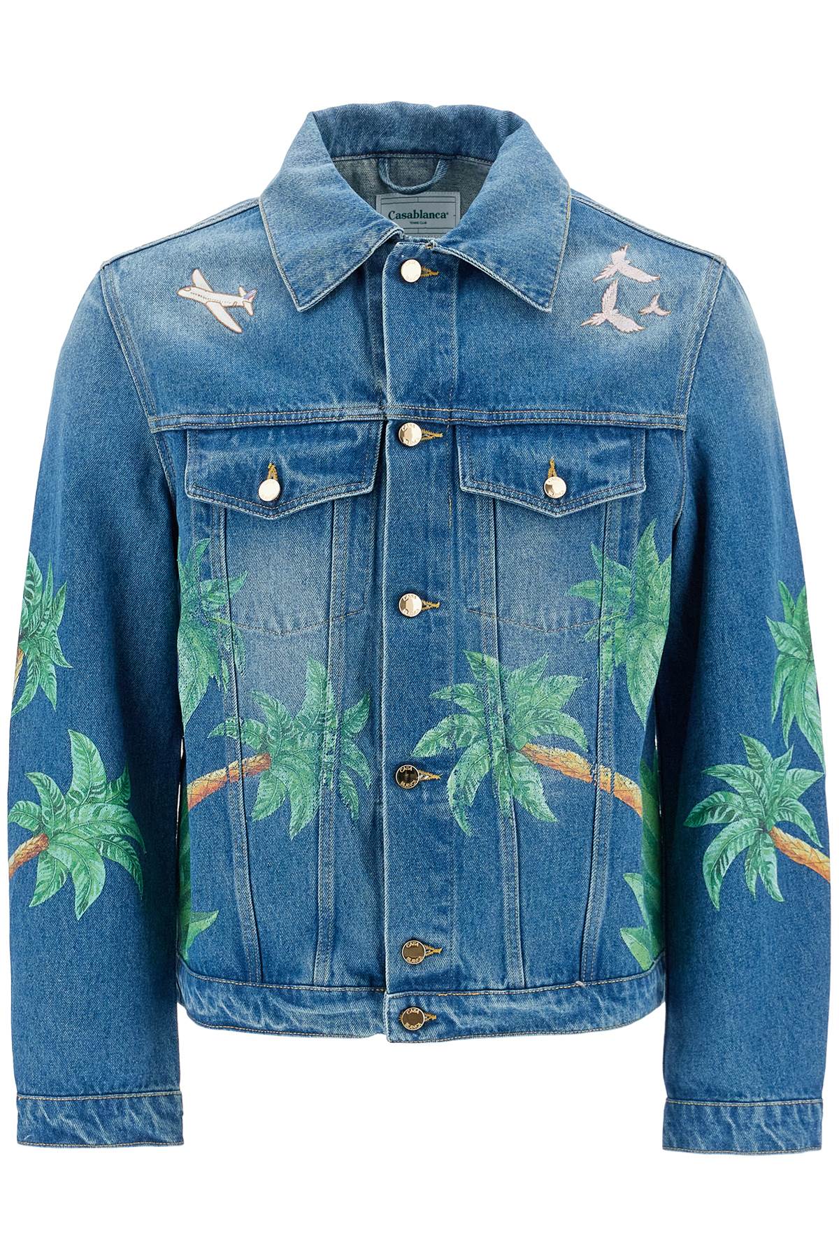 Shop Casablanca Denim Tennis Club Jacket In Blue