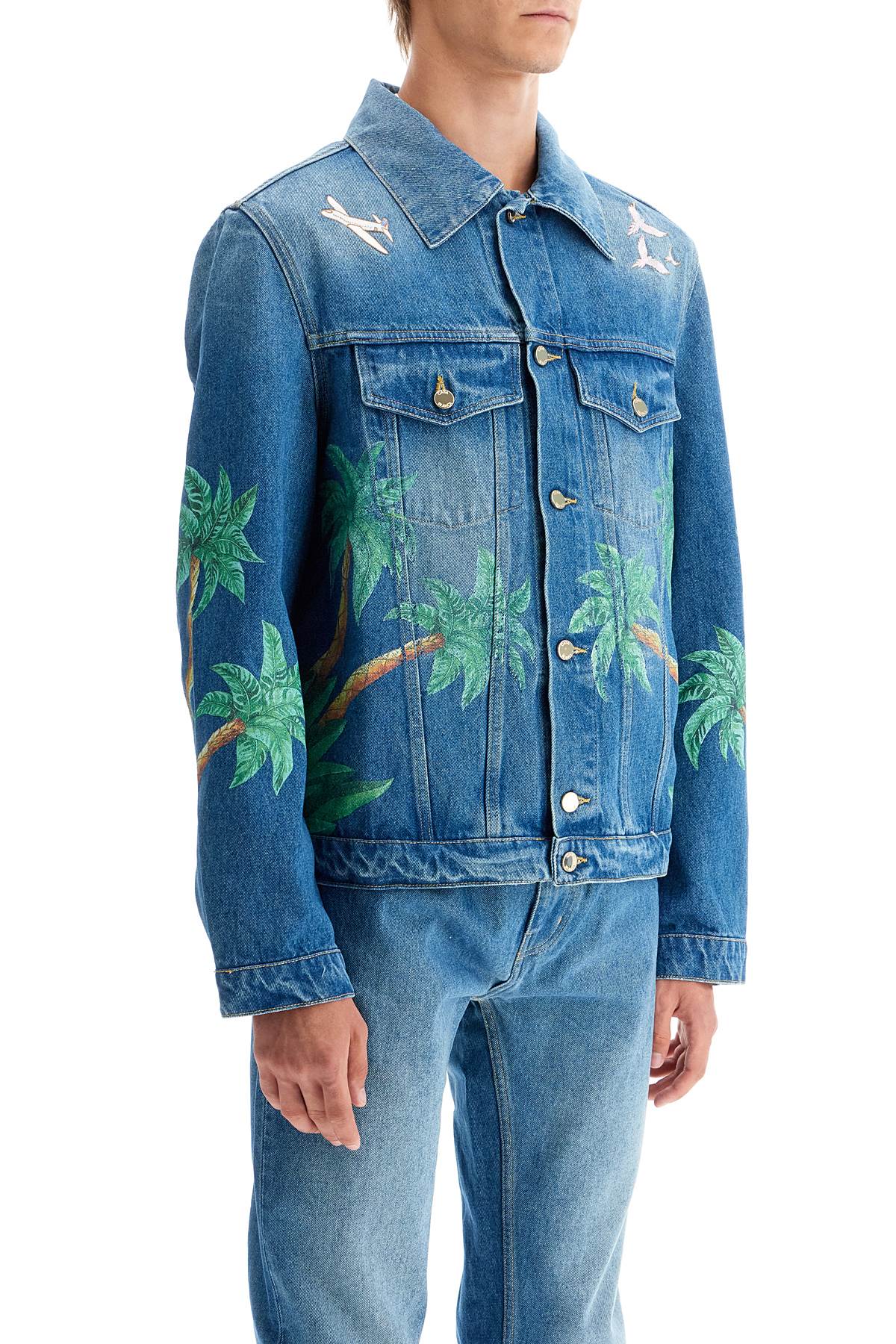 Shop Casablanca Denim Tennis Club Jacket In Blue