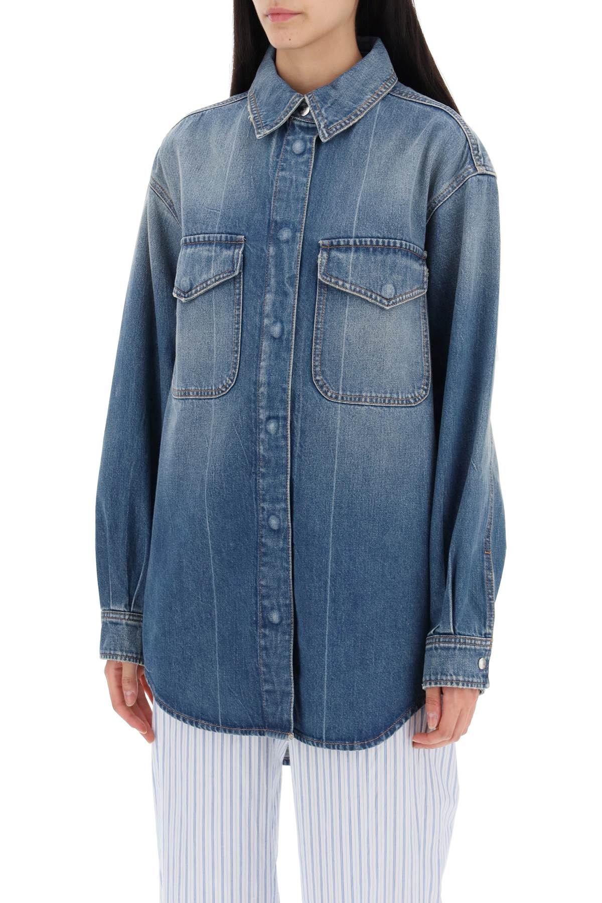 Shop Closed Denim Overshirt Made Of Recycled Cotton Blend In Blue