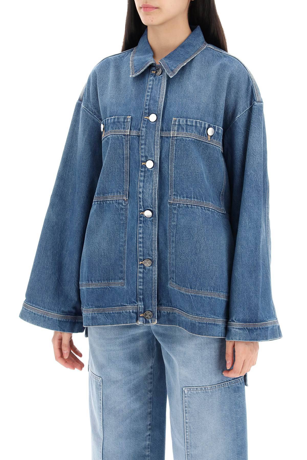 Shop Closed Denim Overshirt With Side Slits In Blue