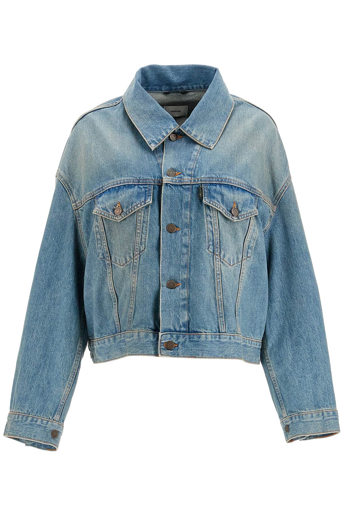 Shop Haikure Denim Boxy Jacket With Spencer In Blue