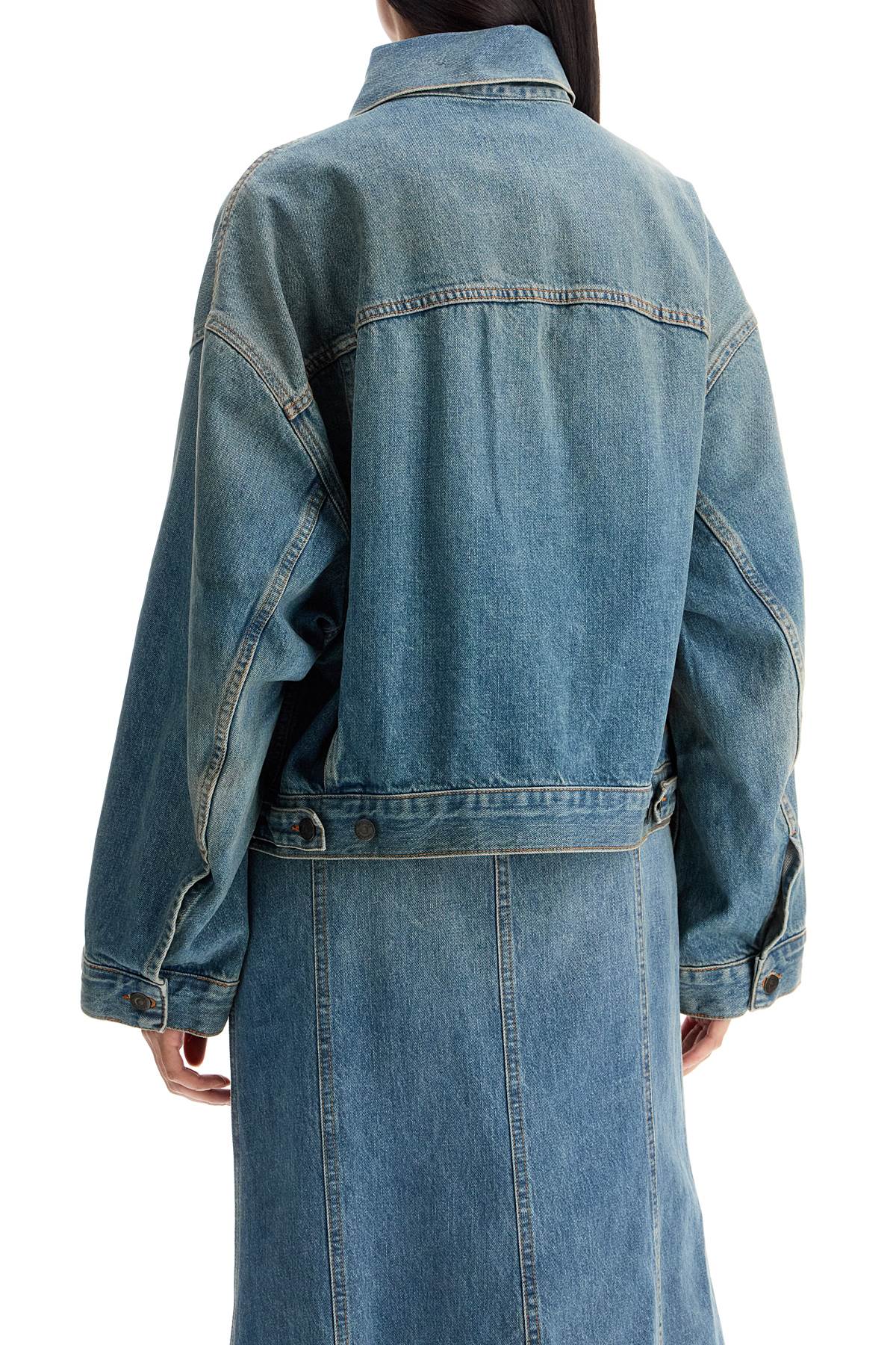 Shop Haikure Denim Boxy Jacket With Spencer In Blue