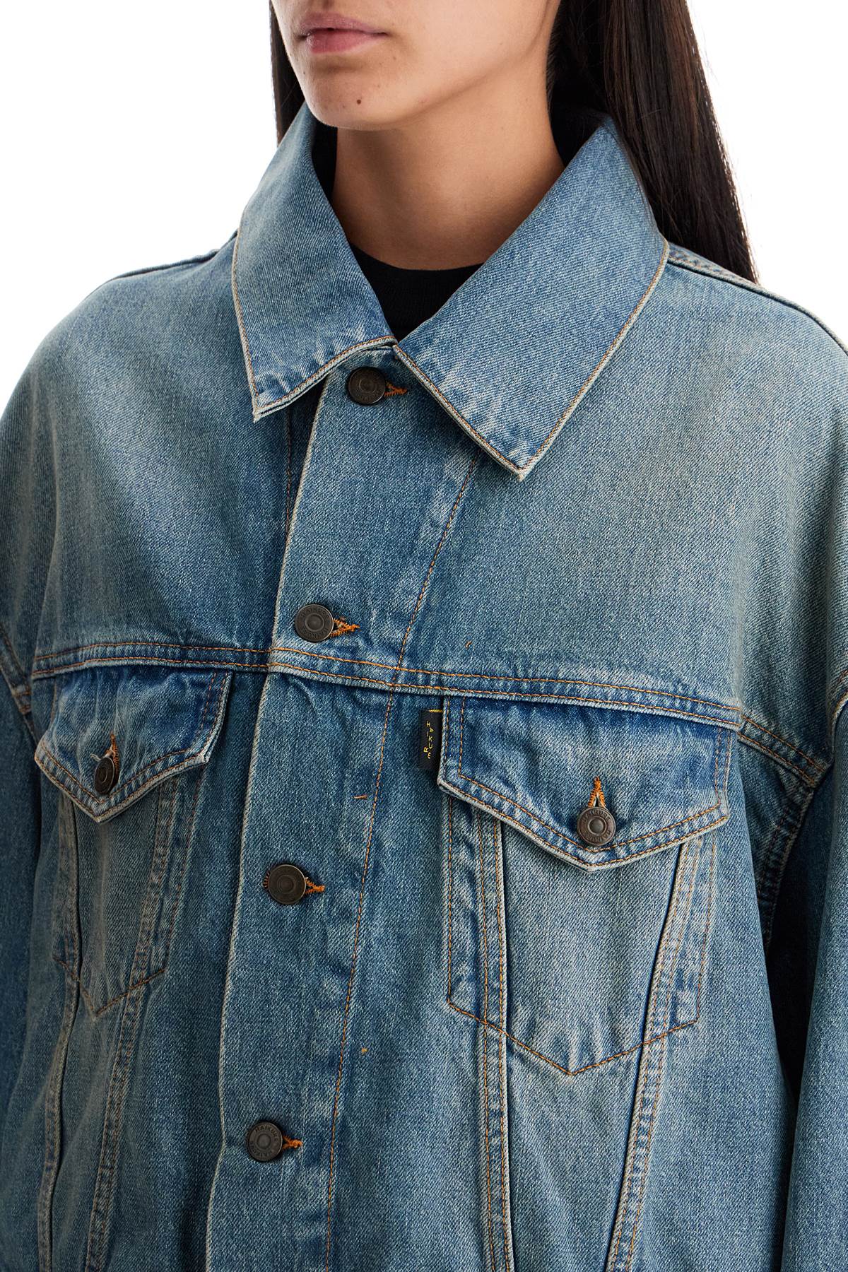 Shop Haikure Denim Boxy Jacket With Spencer In Blue