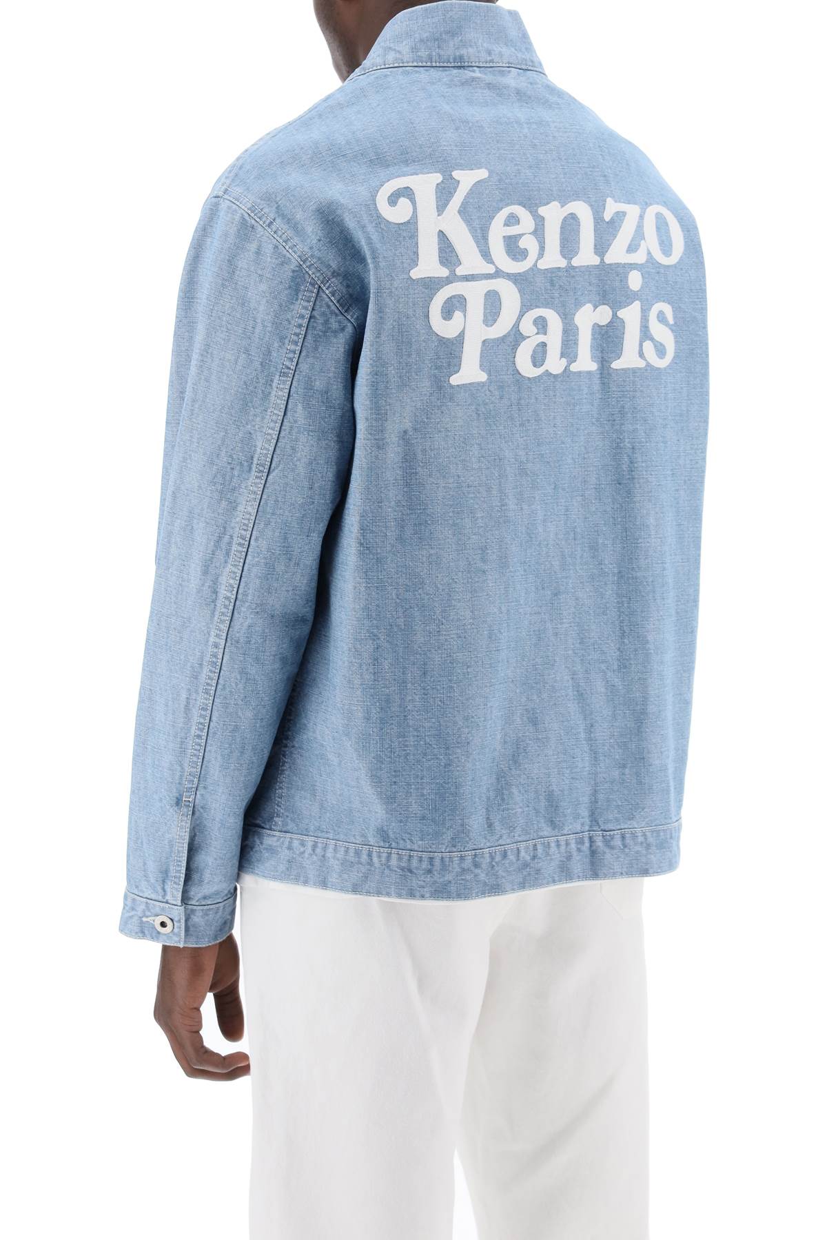 Shop Kenzo Kimono Jacket In Japanese Denim In Light Blue