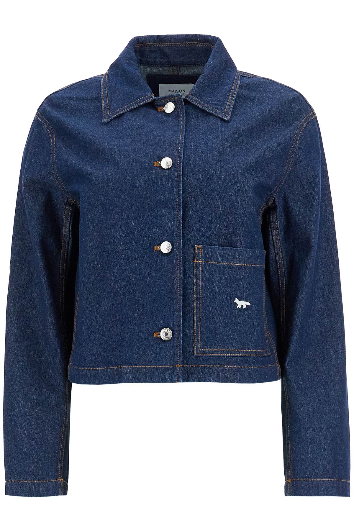 Shop Maison Kitsuné Cropped Denim Jacket For Women In Blue