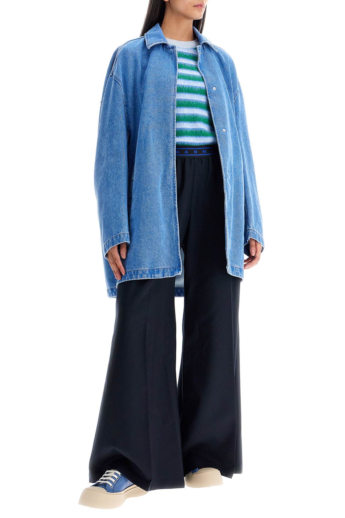 Shop Marni 'oversized Organic Denim Jacket In Blue