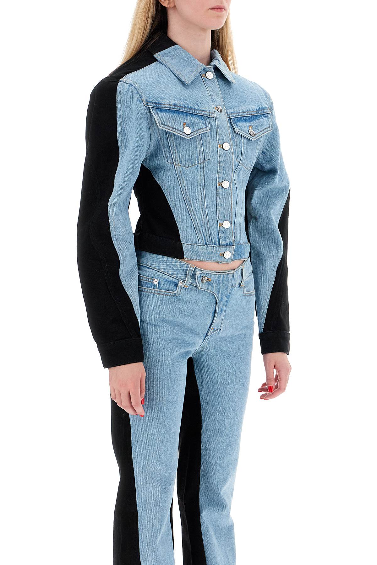 MUGLER BICOLOR DENIM JACKET 