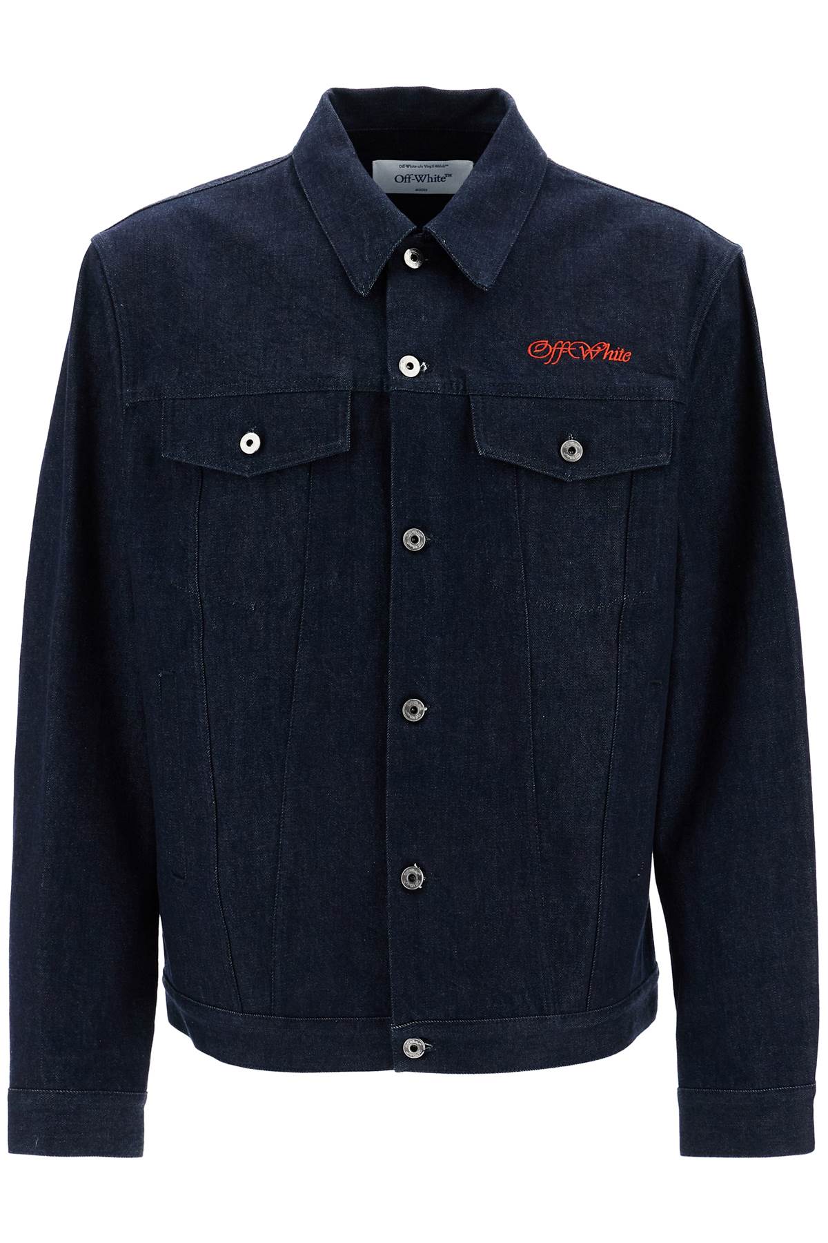 Shop Off-white Denim Shirt Jacket With Button Closure In Blue