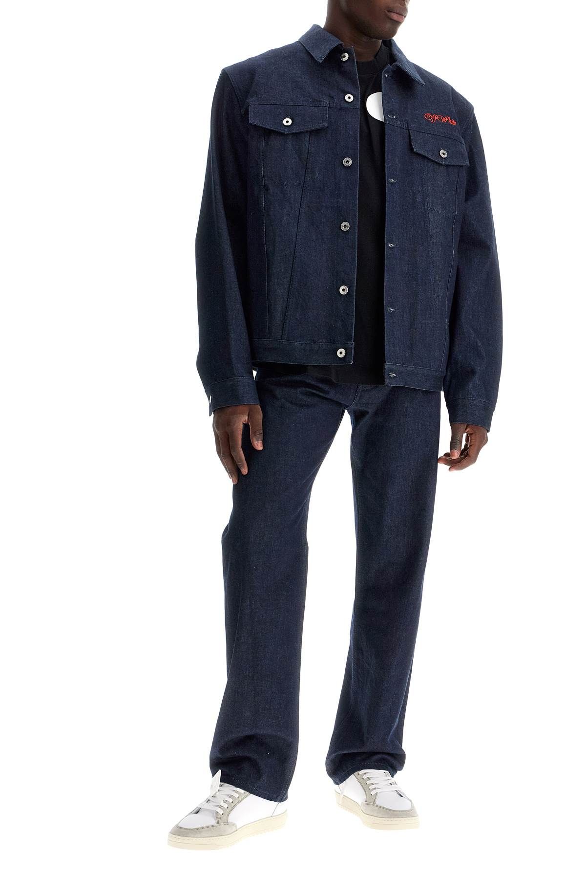 Shop Off-white Denim Shirt Jacket With Button Closure In Blue