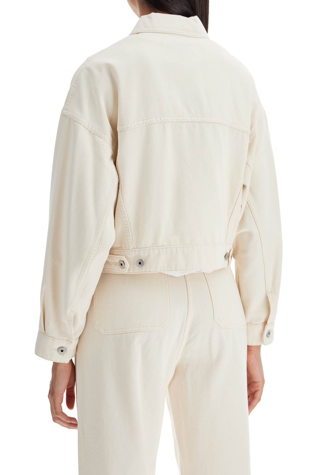 Shop Weekend Max Mara Cropped Denim Bull Jacket 'ribe In White