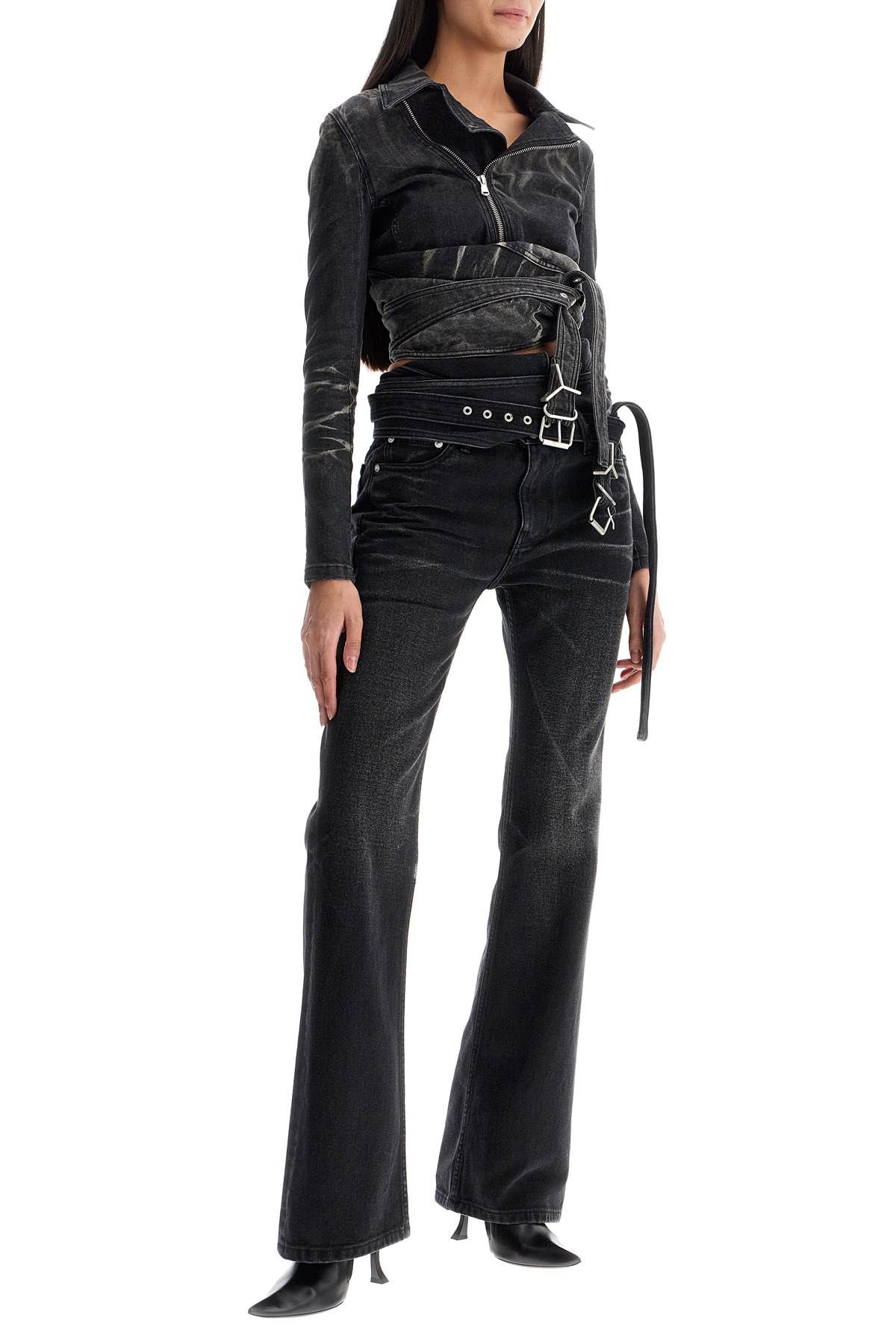 Shop Y/project Denim Jacket With Criss-cross Belt In Black