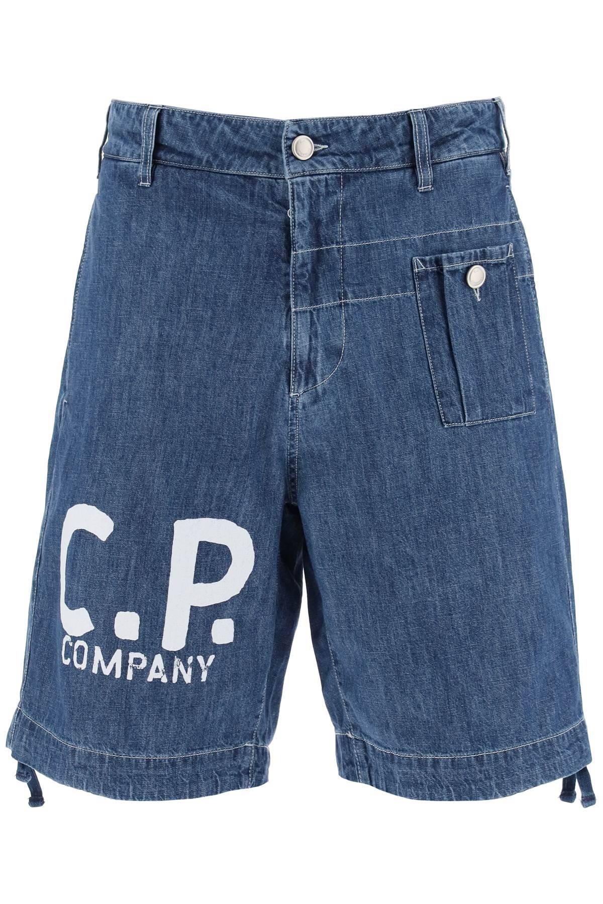 Shop C.p. Company Denim Utility Bermuda Shorts For In Blue