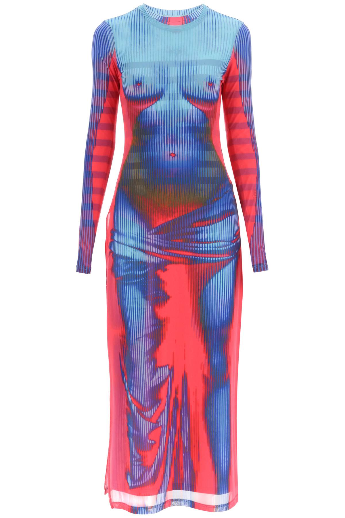 Shop Y/project Jean Paul Gaultier Body Morph Dress In Blue,red,light Blue