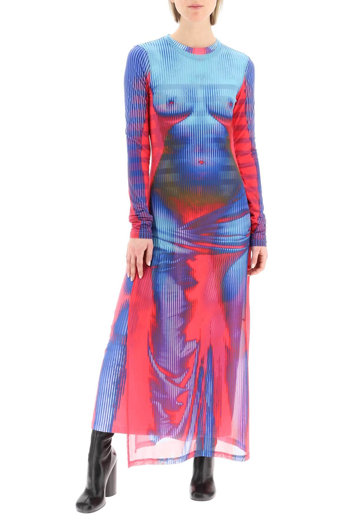 Shop Y/project Jean Paul Gaultier Body Morph Dress In Blue,red,light Blue