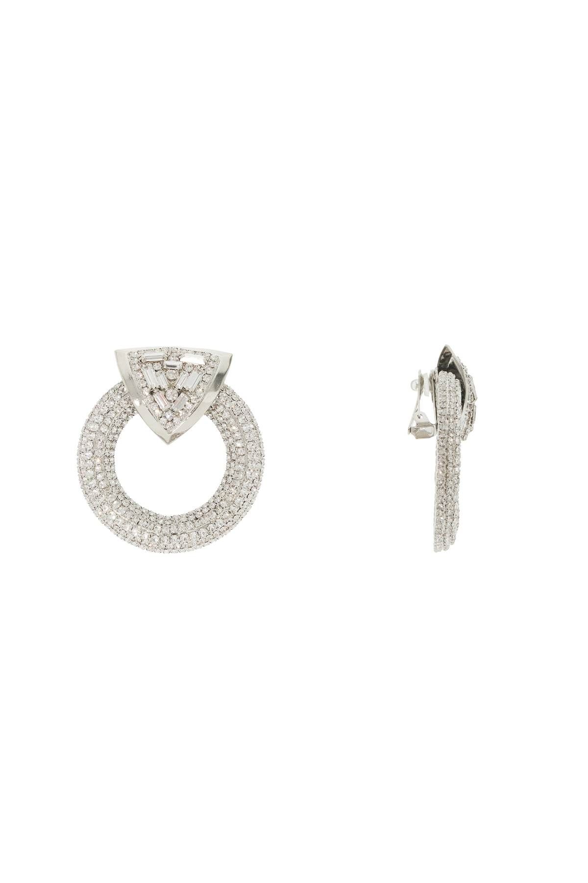 Shop Alessandra Rich Circle Earrings With Crystals In Silver