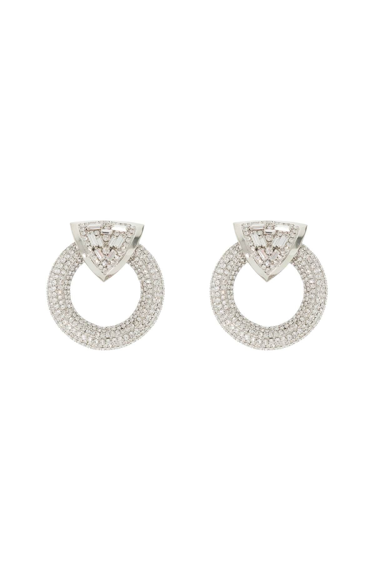 Shop Alessandra Rich Circle Earrings With Crystals In Silver