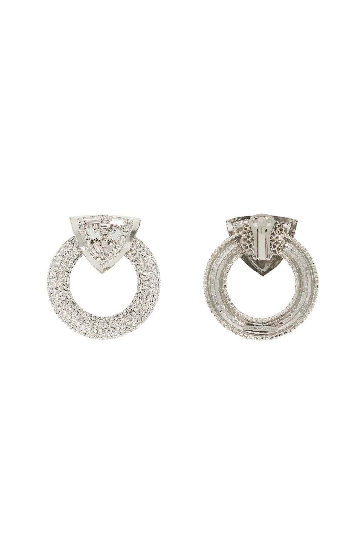 Shop Alessandra Rich Circle Earrings With Crystals In Silver