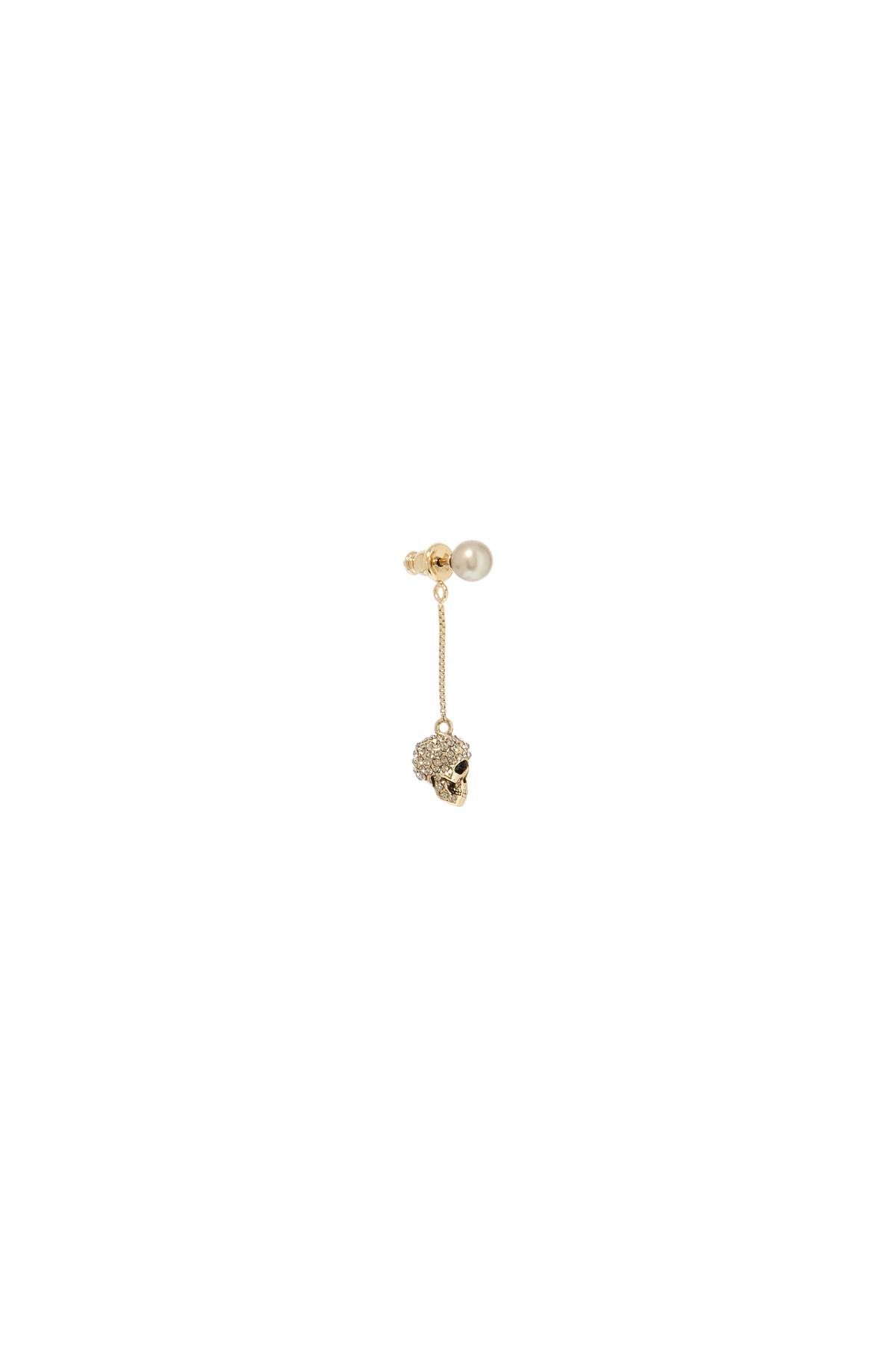 Shop Alexander Mcqueen Skull Earrings With Pavé And Chain In Gold