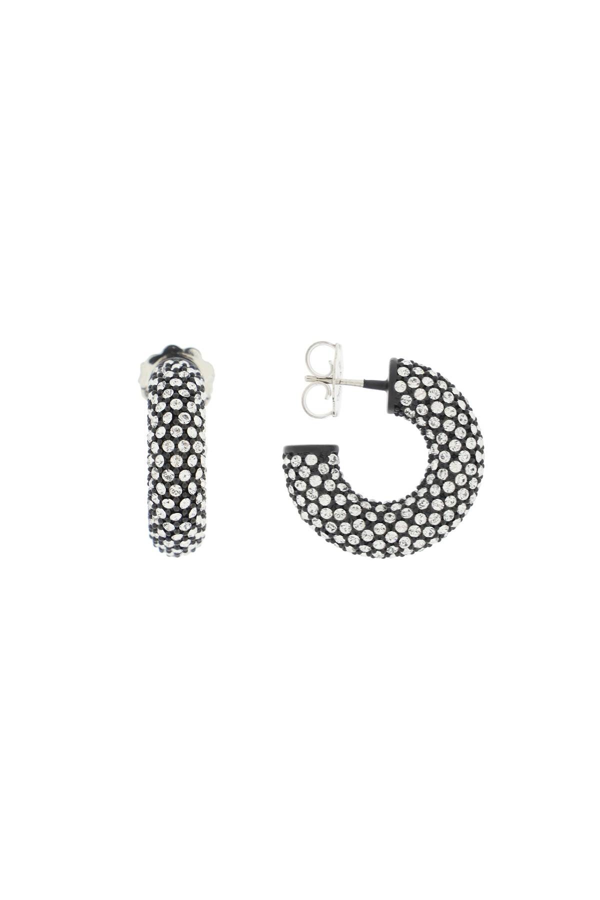 Shop Amina Muaddi 'cameron' Earrings In Black,silver