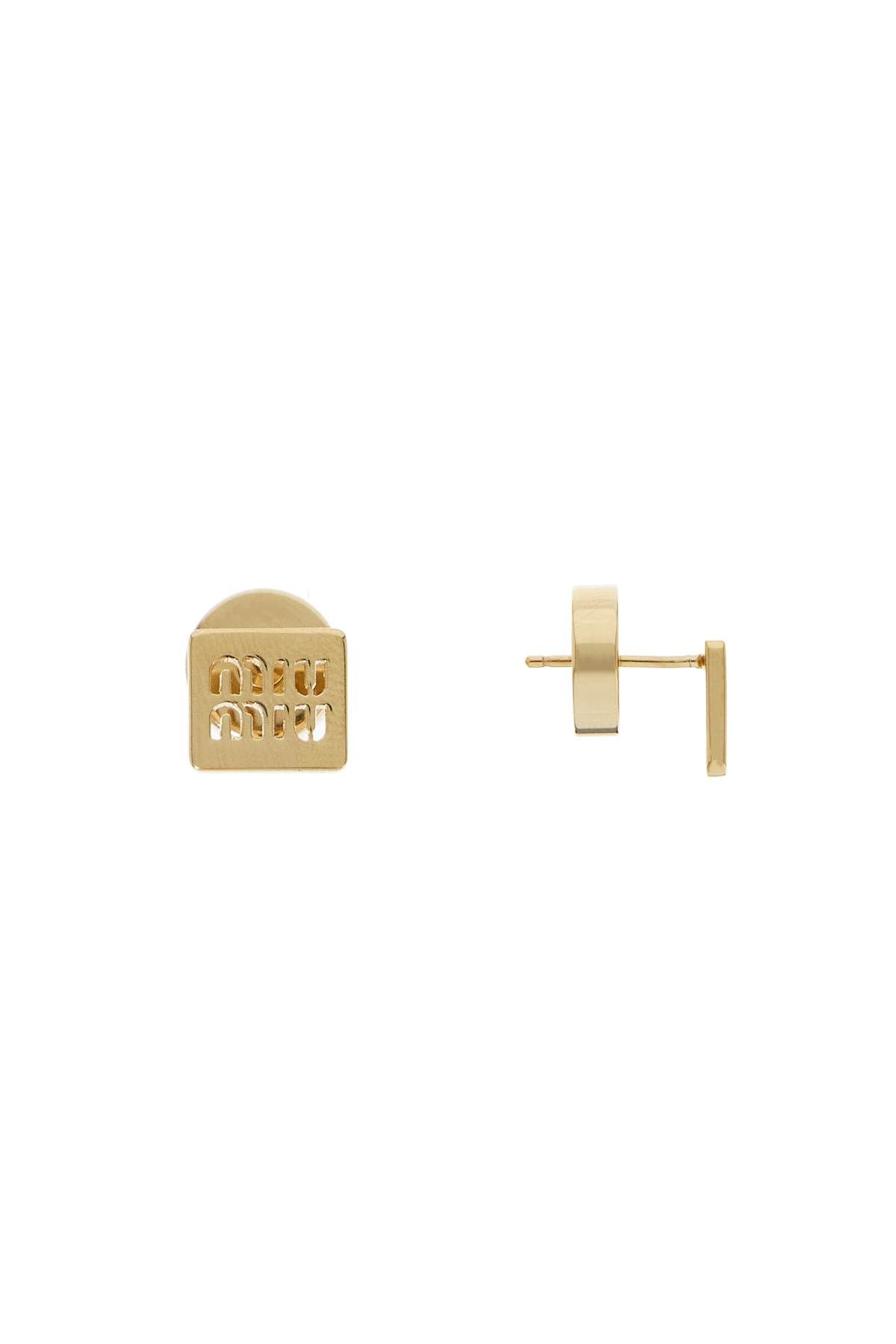 Miu Miu Miu Logo Earrings In Gold