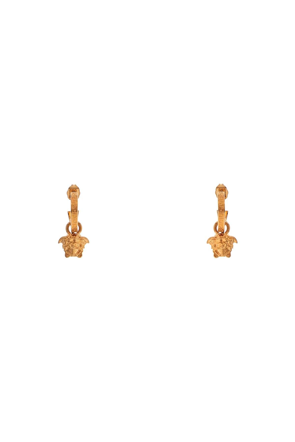 Shop Versace "medusa Greek Circle Earrings" In Gold