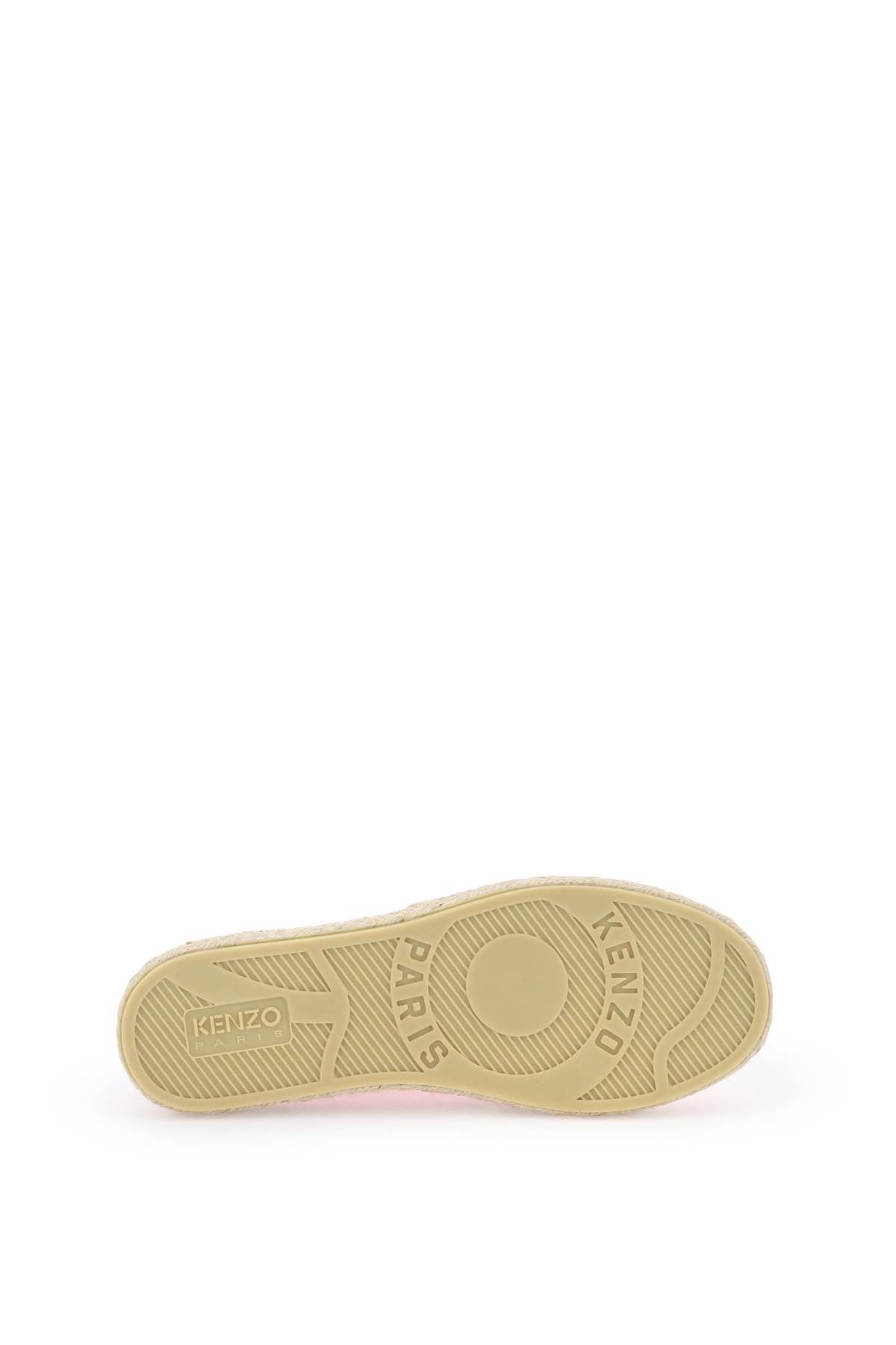 Shop Kenzo Canvas Espadrilles With Logo Embroidery In Pink