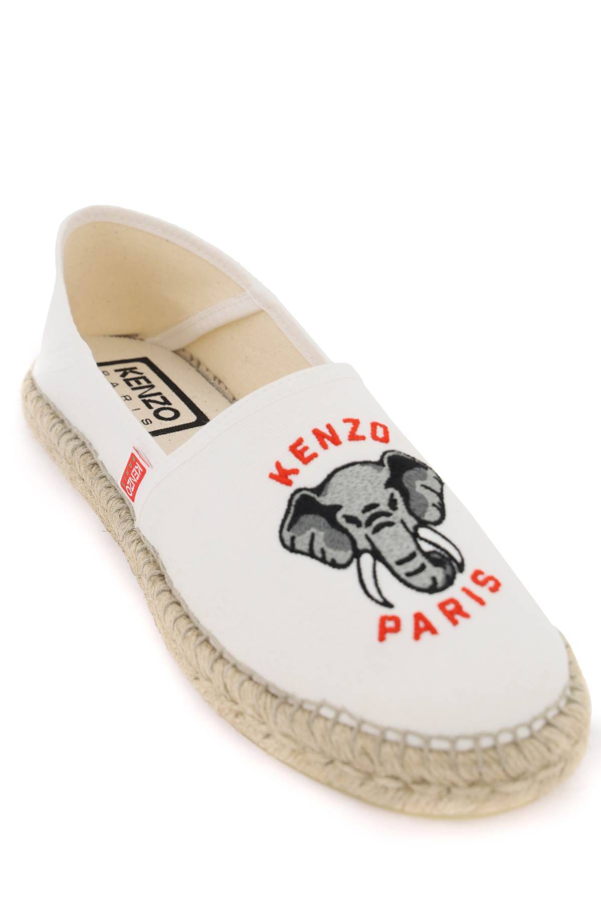 Shop Kenzo Canvas Espadrilles With Logo Embroidery In White