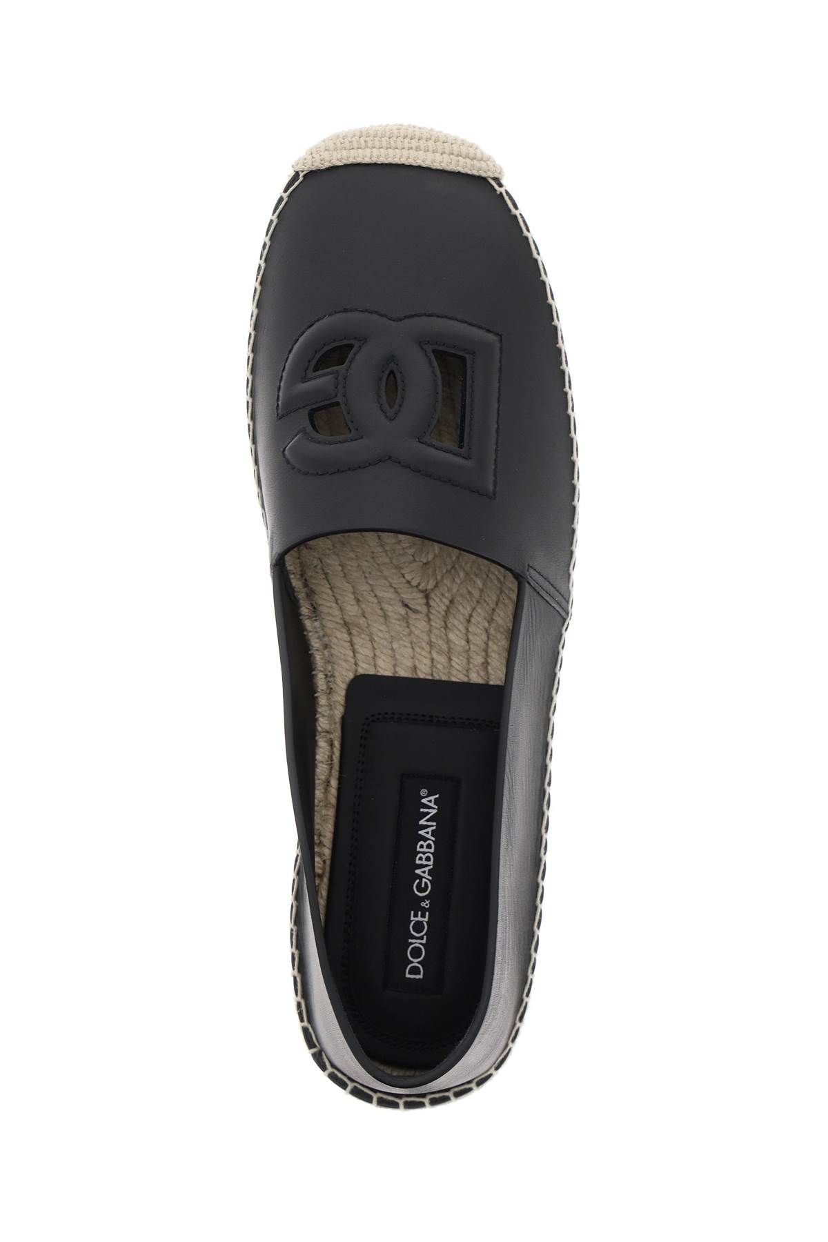 Shop Dolce & Gabbana Leather Espadrilles With Dg Logo And In Black