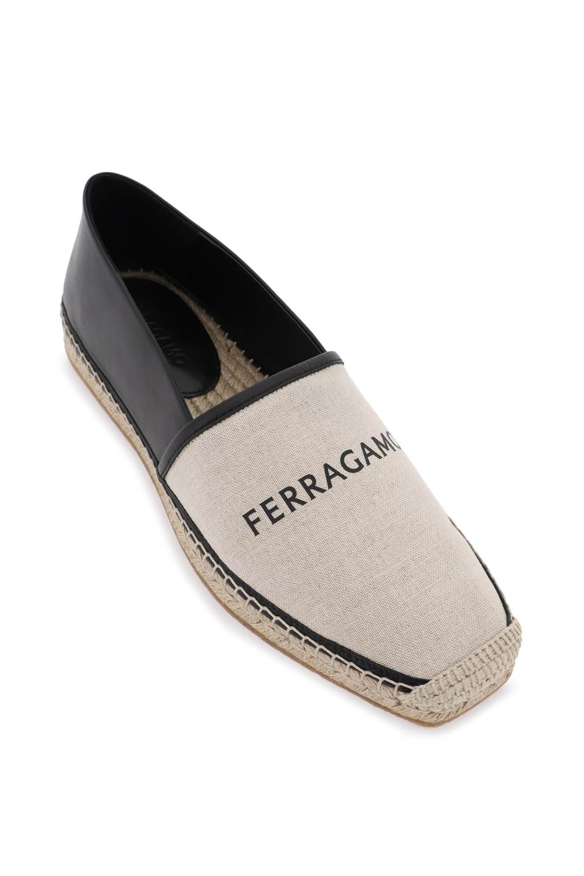 Shop Ferragamo Espadrilles With Foldable Heel In Beige,black