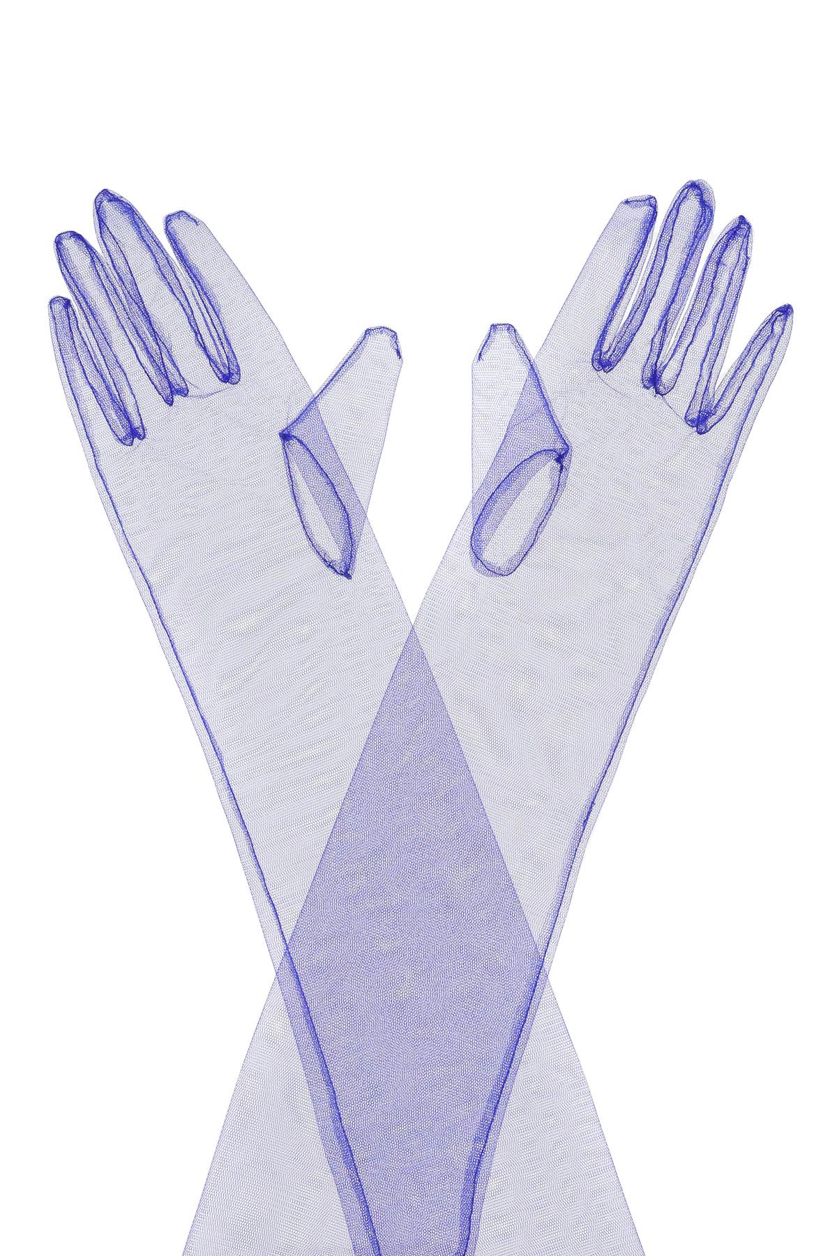 Shop 19:13 Dresscode Long Sheer Tulle Gloves In Blue