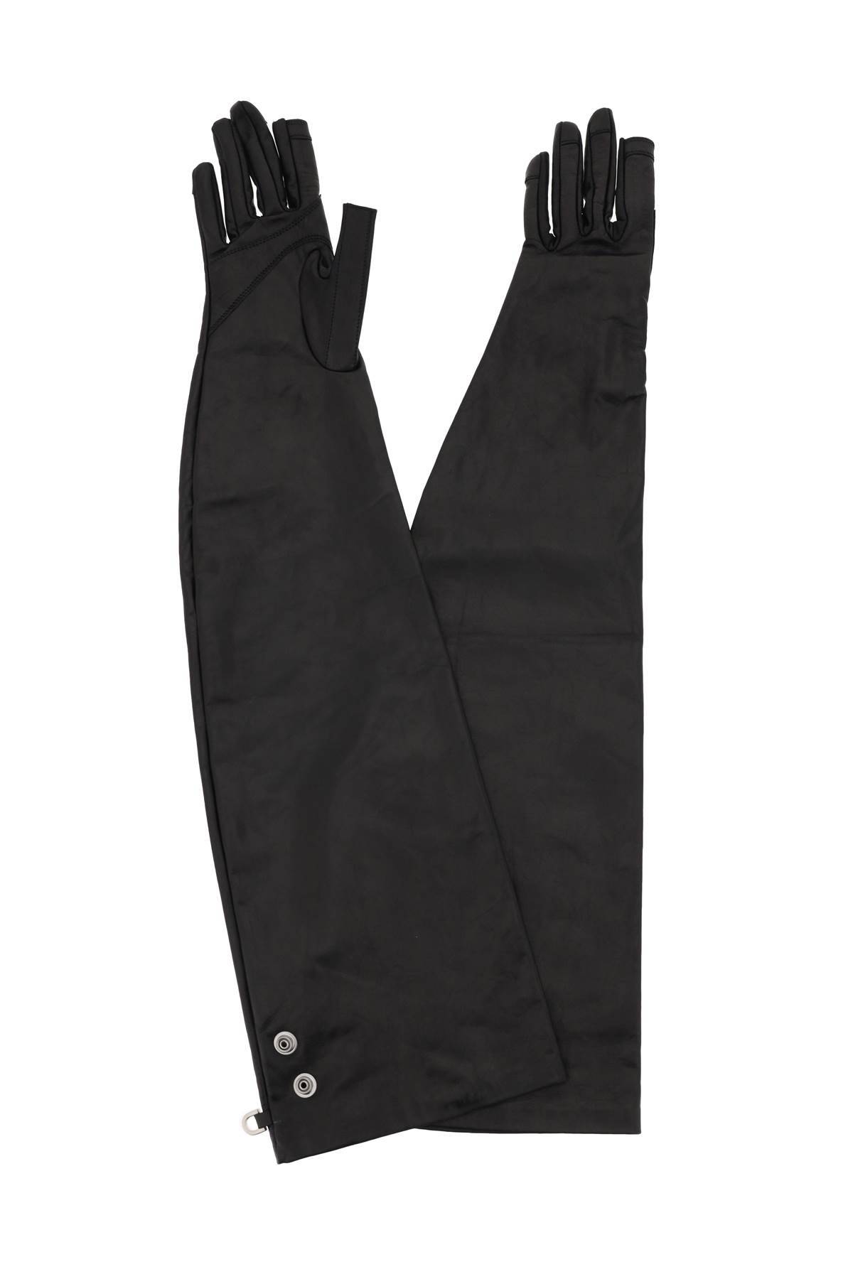 Shop Rick Owens Long Leather Gloves In Black