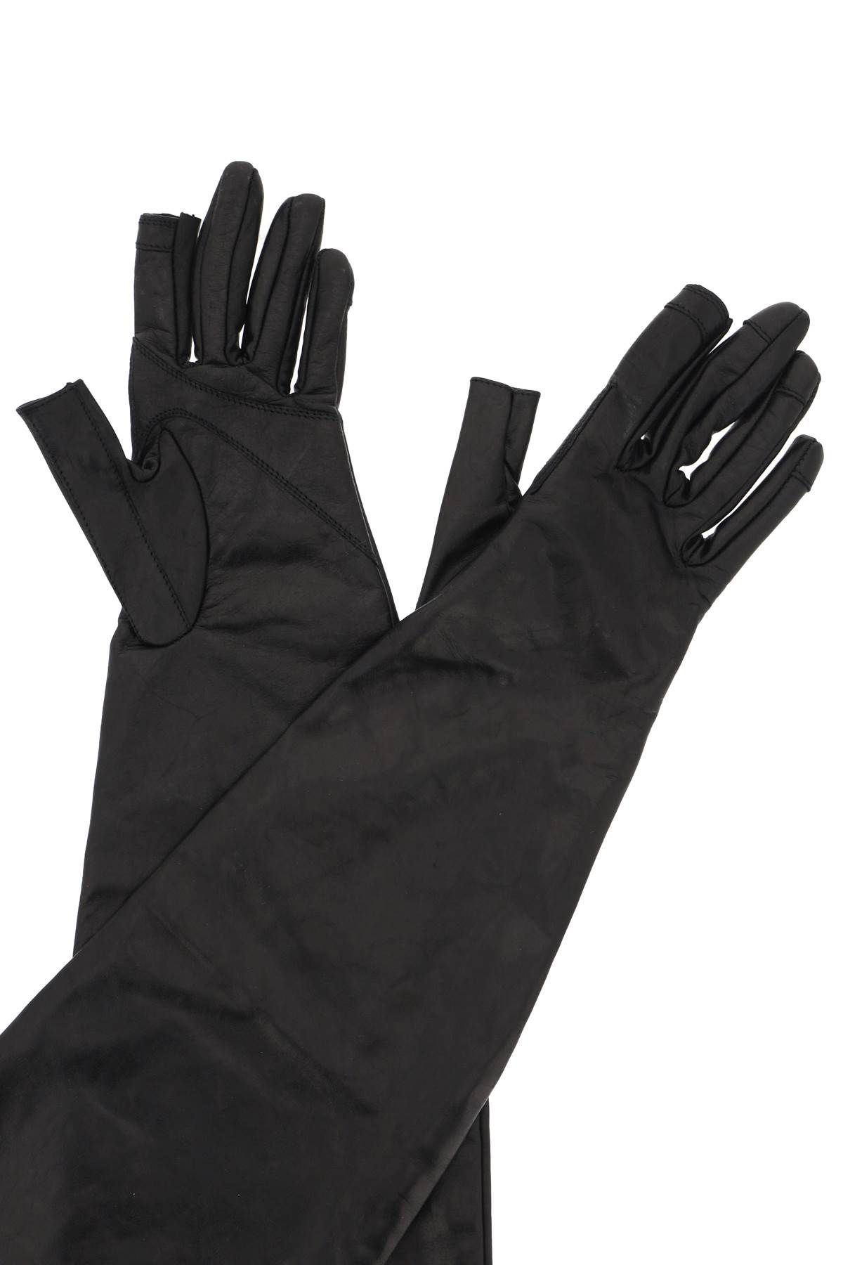 Shop Rick Owens Long Leather Gloves In Black